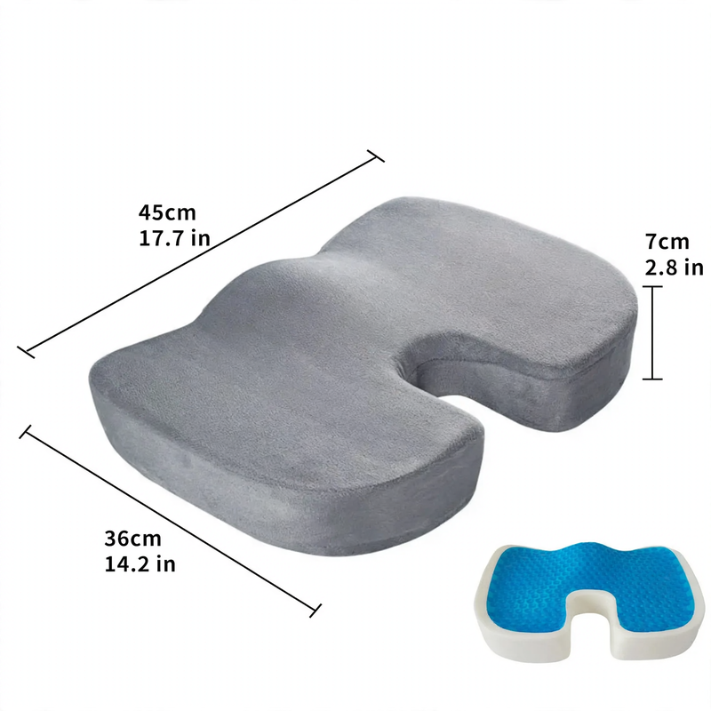 Gel seat cushion with memory foam, 45×36×7 cm