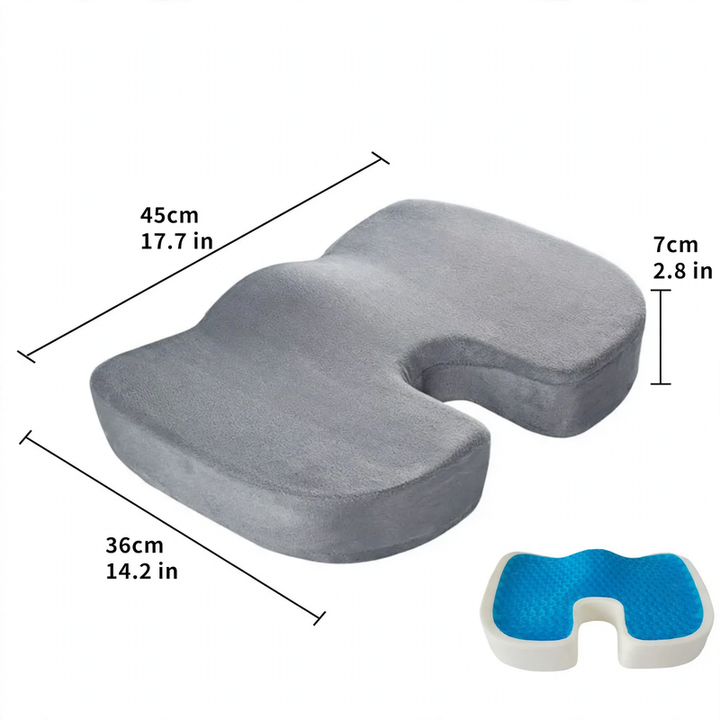 Gel seat cushion with memory foam, 45×36×7 cm