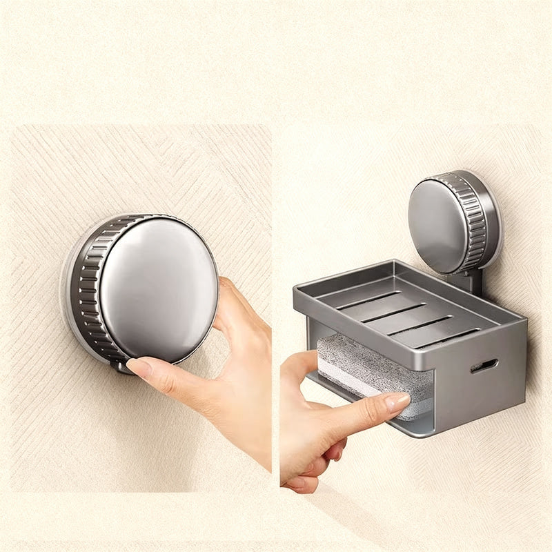 Soap dish with suction cup, wall mountable