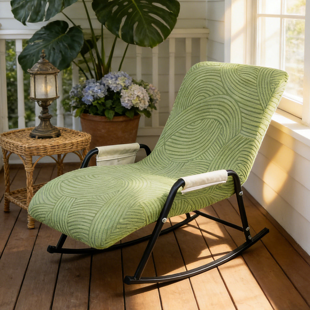 Elastic lounge chair cover, solid color, single seat