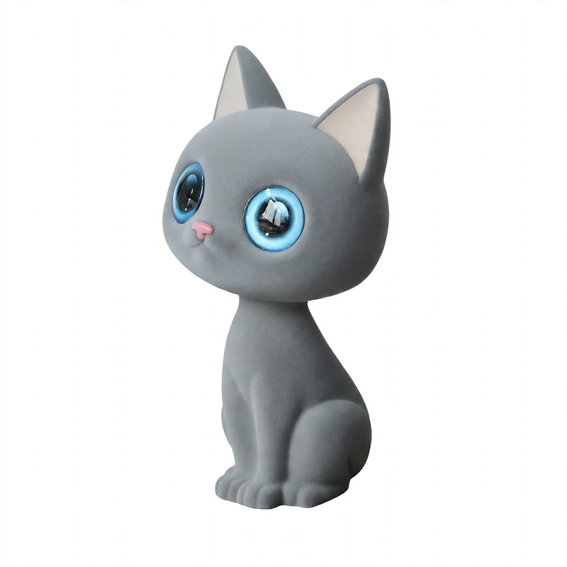 Modern decorative figure made of resin with velvet surface