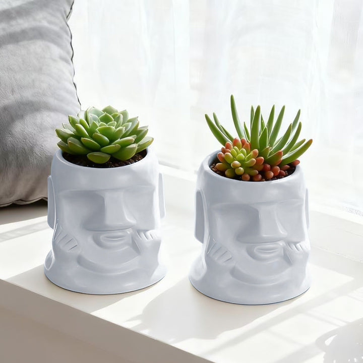 Moai flower pot for succulents