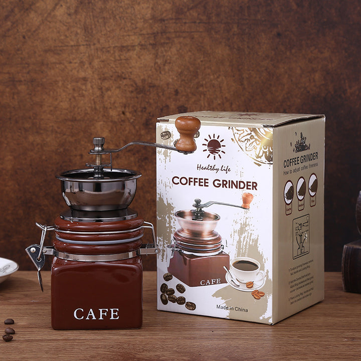 Hand coffee grinder with CNC grinding mechanism and brush