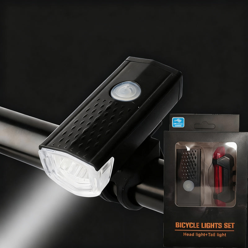 Bicycle light set, USB rechargeable, waterproof