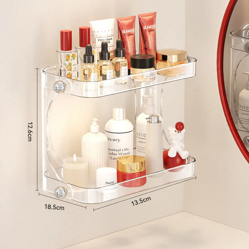 Bathroom shelf, suction cup, no drilling