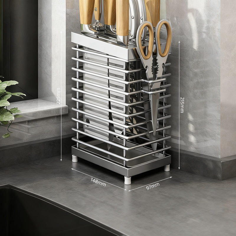 Knife holder and cutlery holder made of stainless steel