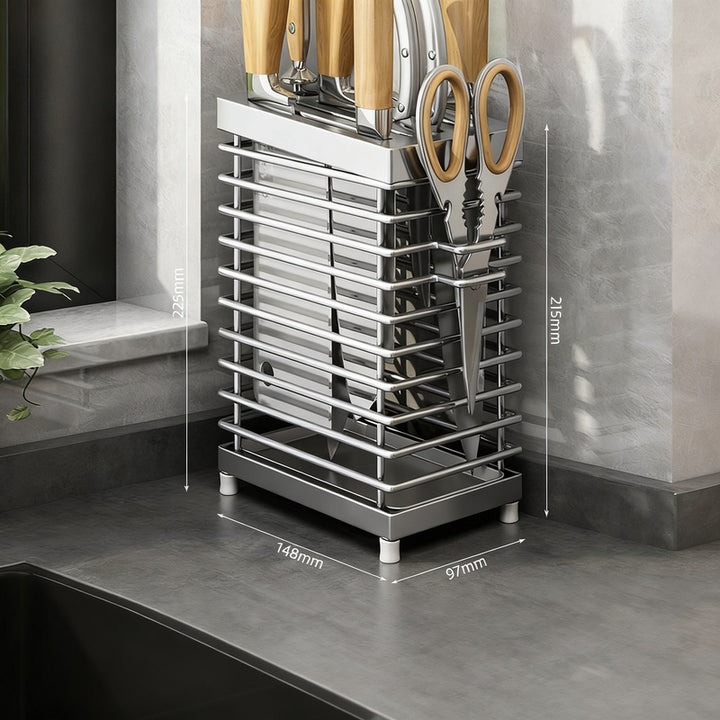 Knife holder and cutlery holder made of stainless steel