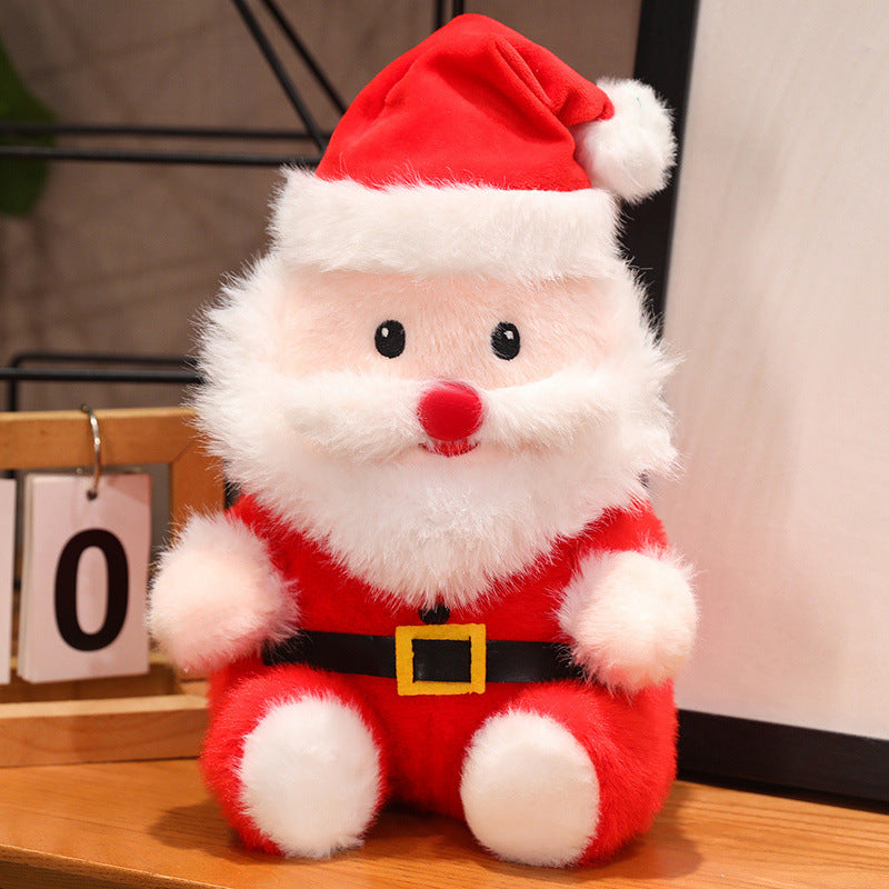 Christmas plush toys, deer and Santa Claus