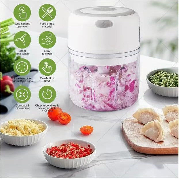 Portable electric chopper, cordless