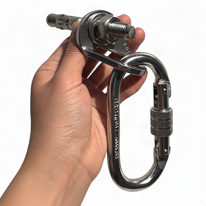 Steel carabiner for climbing, 25 KN