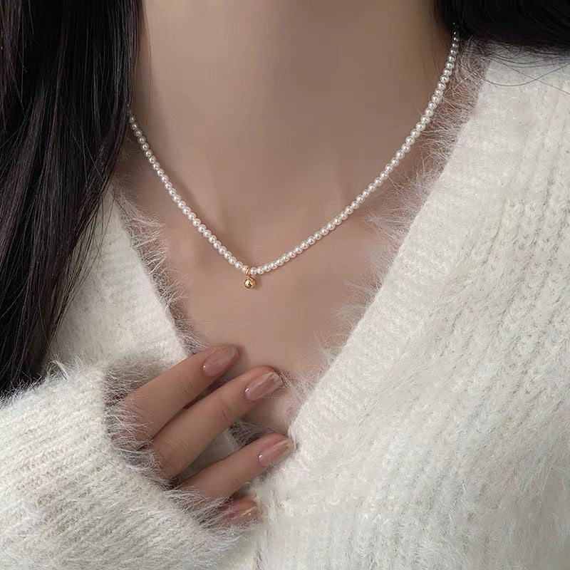 Pearl necklace with silver clasp, pearls 4–12 mm