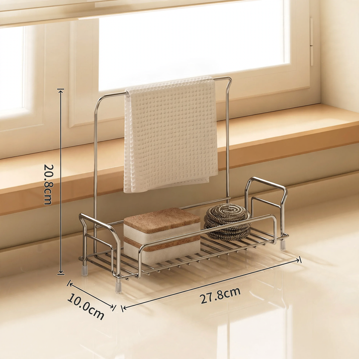 Draining rack for kitchen towels and sponges