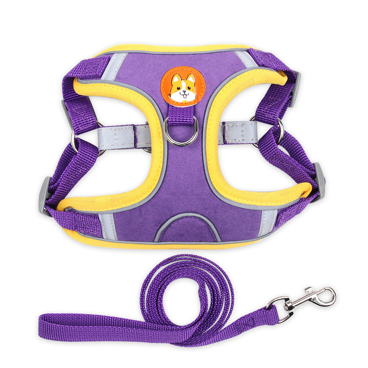 Dog harness made of fabric with leash, XS to XL