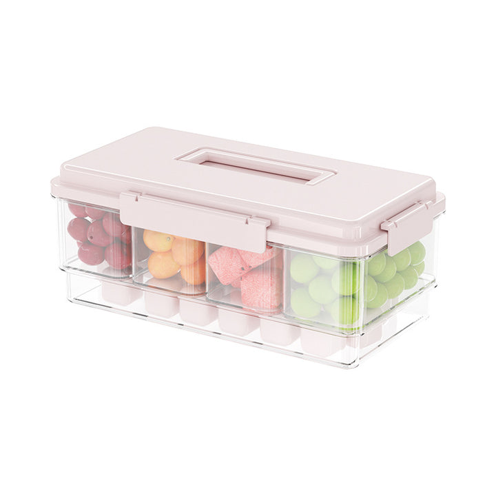 Divided food storage container with carrying handle, 1–2 L