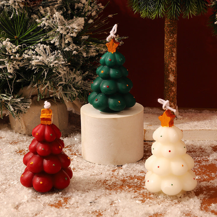 Christmas candles made from soy blend, Christmas tree shape