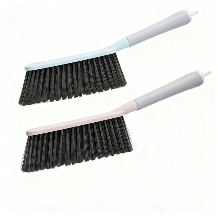Bed brush with long handle, soft bristles