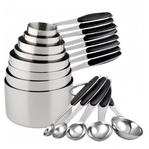 Stainless steel measuring spoon and cup set, 6-piece