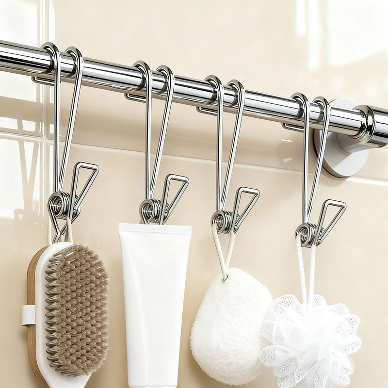 Stainless steel clothespin with hook