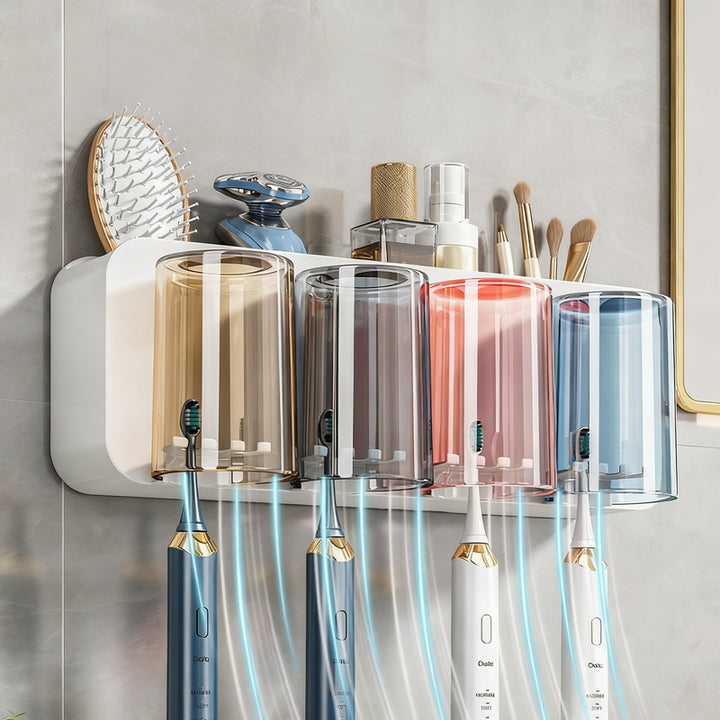 Toothbrush wall holder with toothpaste dispenser