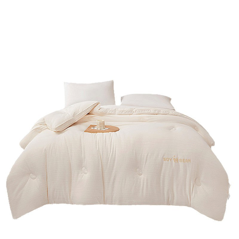 All-season blanket with 55% soy fiber filling