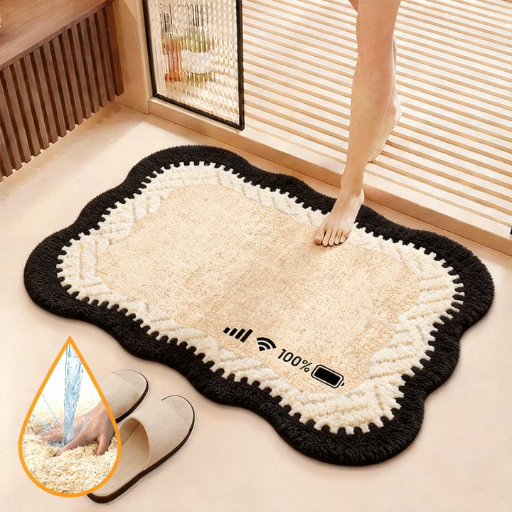 Bathroom mat made of faux fur, washable