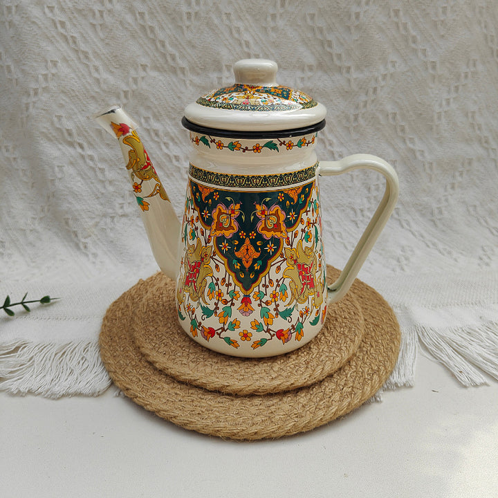 Enamelled hand brewing kettle made of sheet steel, 1.2 L