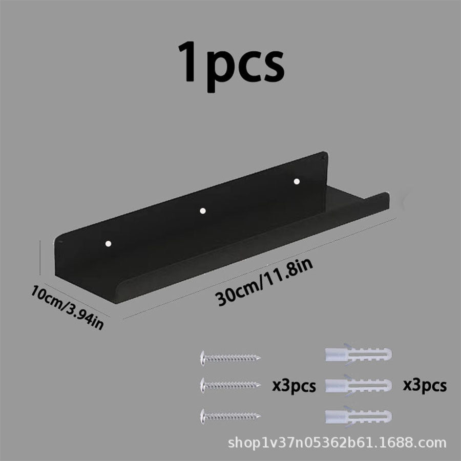 Acrylic wall shelf, black, no drilling