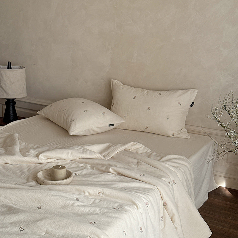 Cotton summer duvet with embroidery, washable