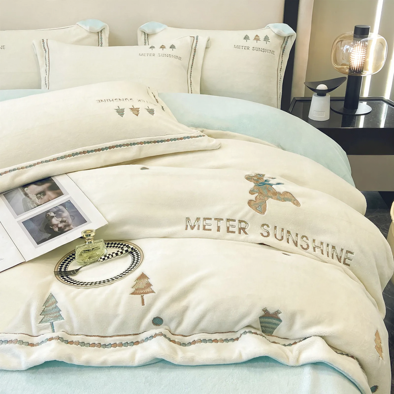 Winter bedding set made of milk fiber, 4-piece