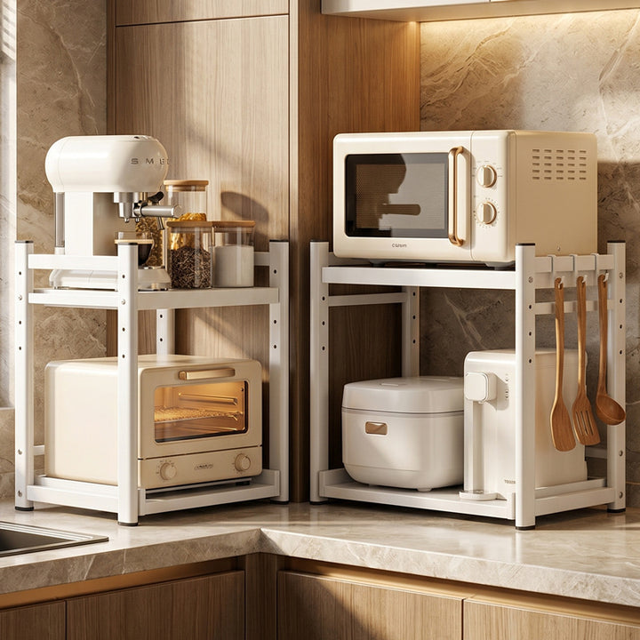 Kitchen shelf with drawer, adjustable, cream
