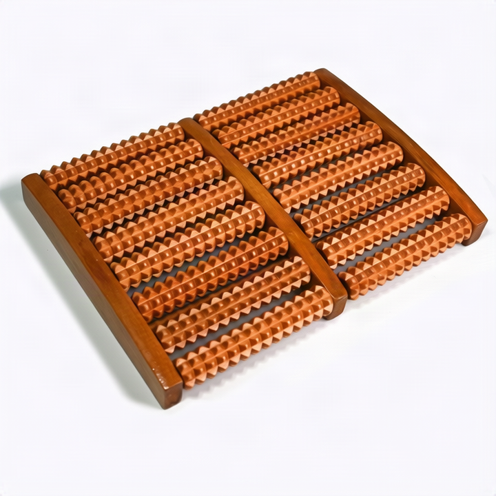ALPENHAUCH - Foot massage roller made of real wood with acupressure mat