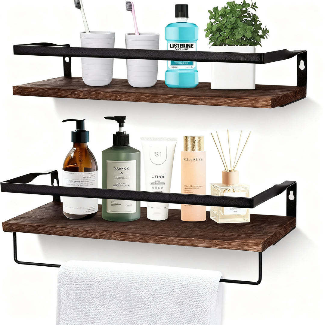 Wood wall shelf, modern design, multi-layered