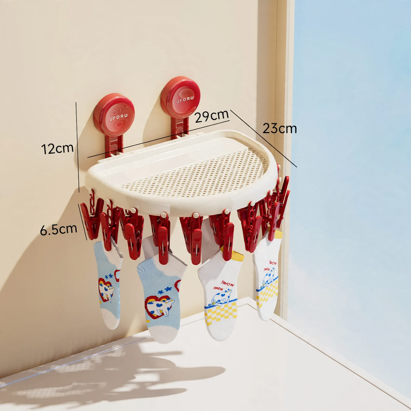 Clothes drying rack and clips, plastic, model DD2516-1