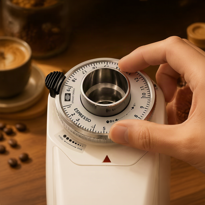 Electric coffee grinder with touchscreen, model NB-022
