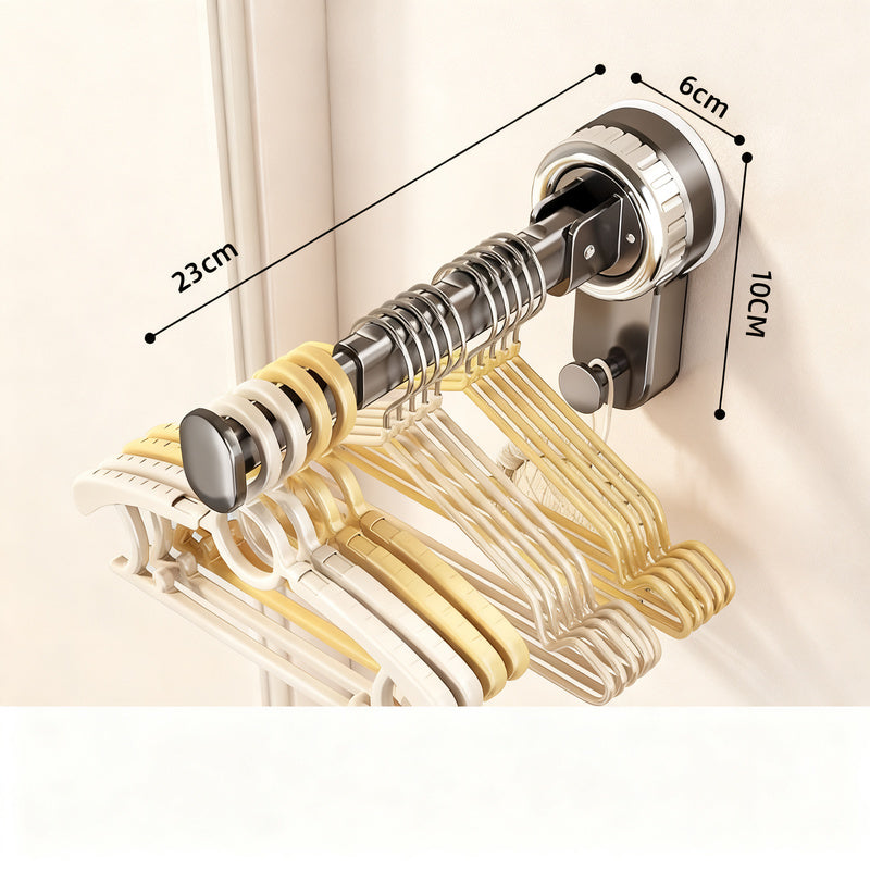 Telescopic clothes rail with suction cup