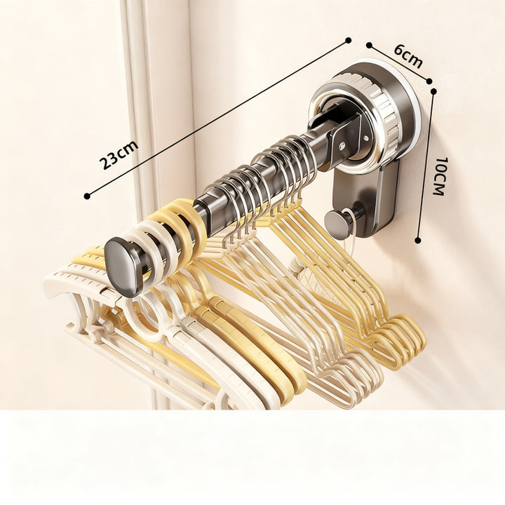 Telescopic clothes rail with suction cup