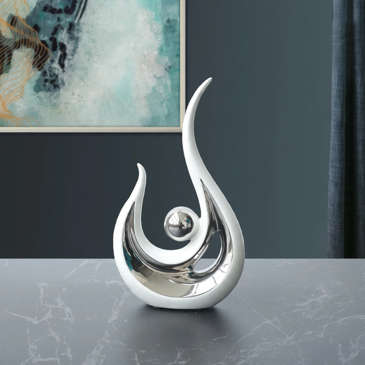 Ceramic deer decorative figure with silver electrolysis
