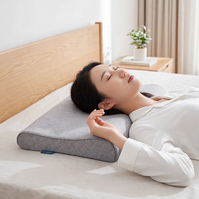 Neck support pillow made of memory foam, wave profile
