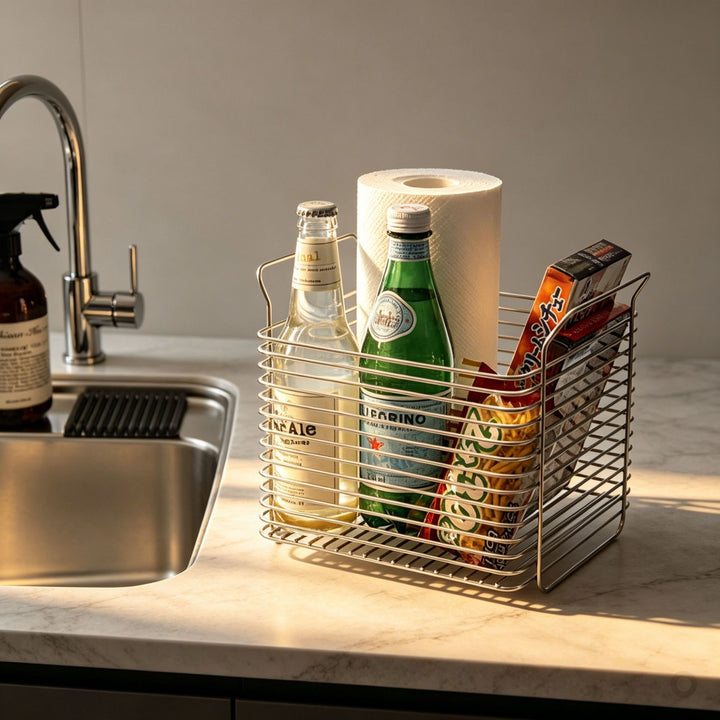 Stainless steel storage basket, modern, S and L