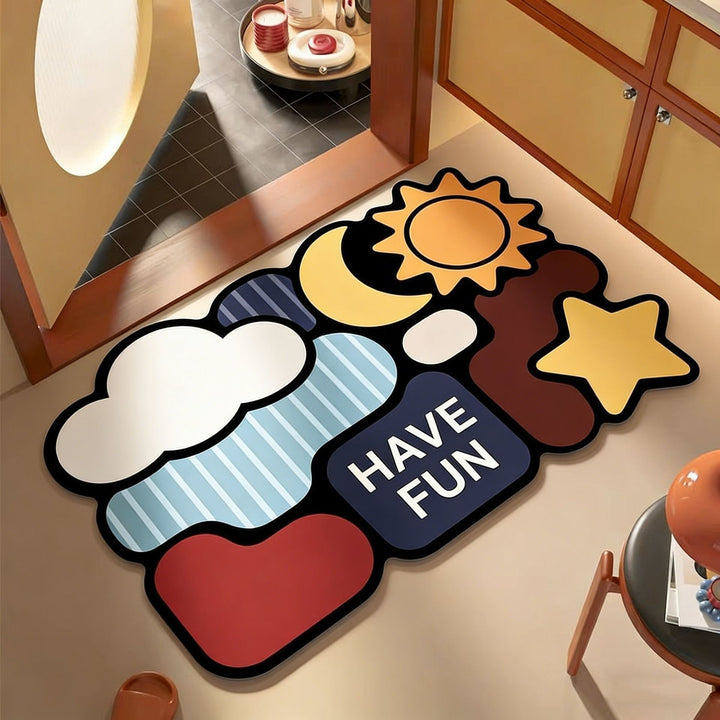 Cartoon doormat made of polyester, washable