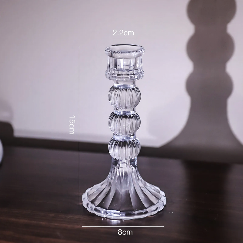 Hexagonal glass candle holders, Nordic style