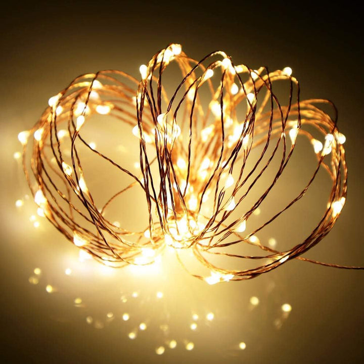LED string lights, 10 m, 100 lights, USB/battery