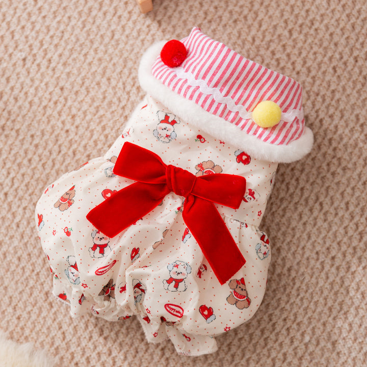 Warm dress for cats, peach skin and lambskin