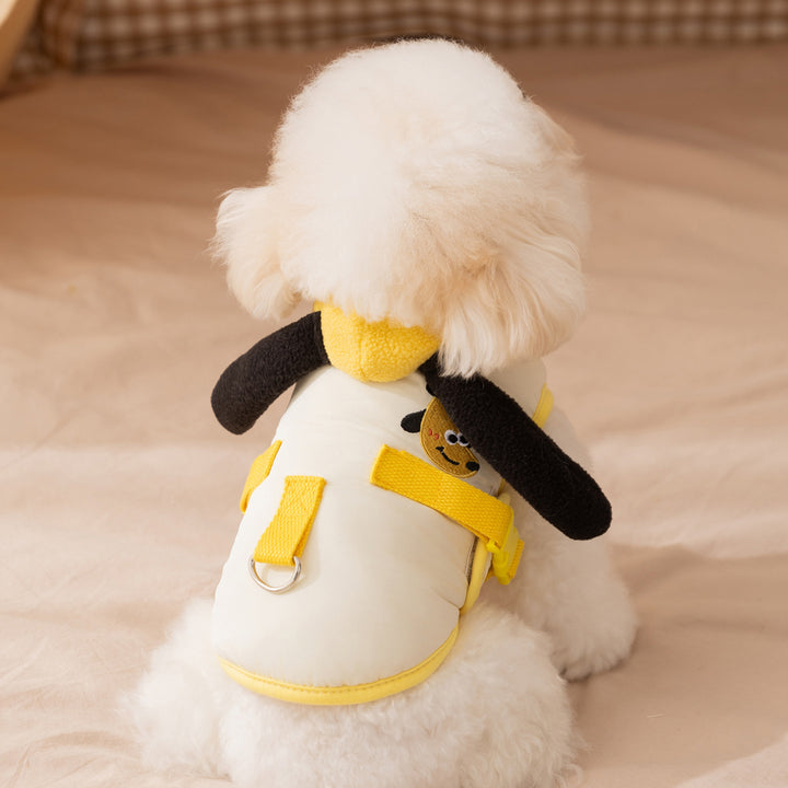 Pet winter jacket with hood and embroidery
