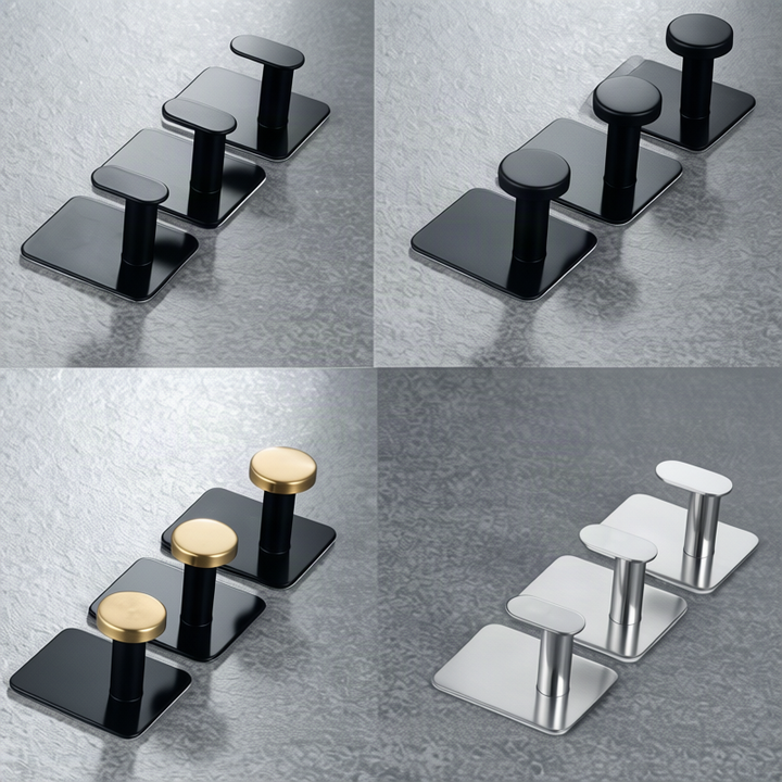 Stainless steel hook with suction cup or adhesive surface