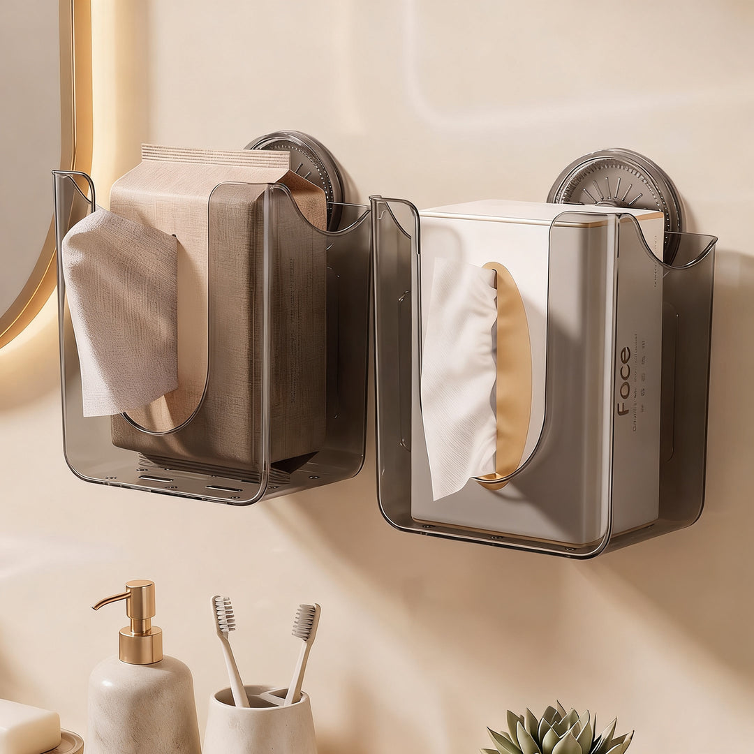 Wall-mounted paper towel holder with suction cup