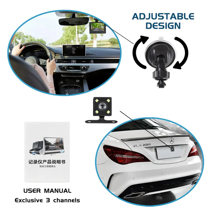 Kalsten | 4" Touch Screen Front and Rear Dash Cam
