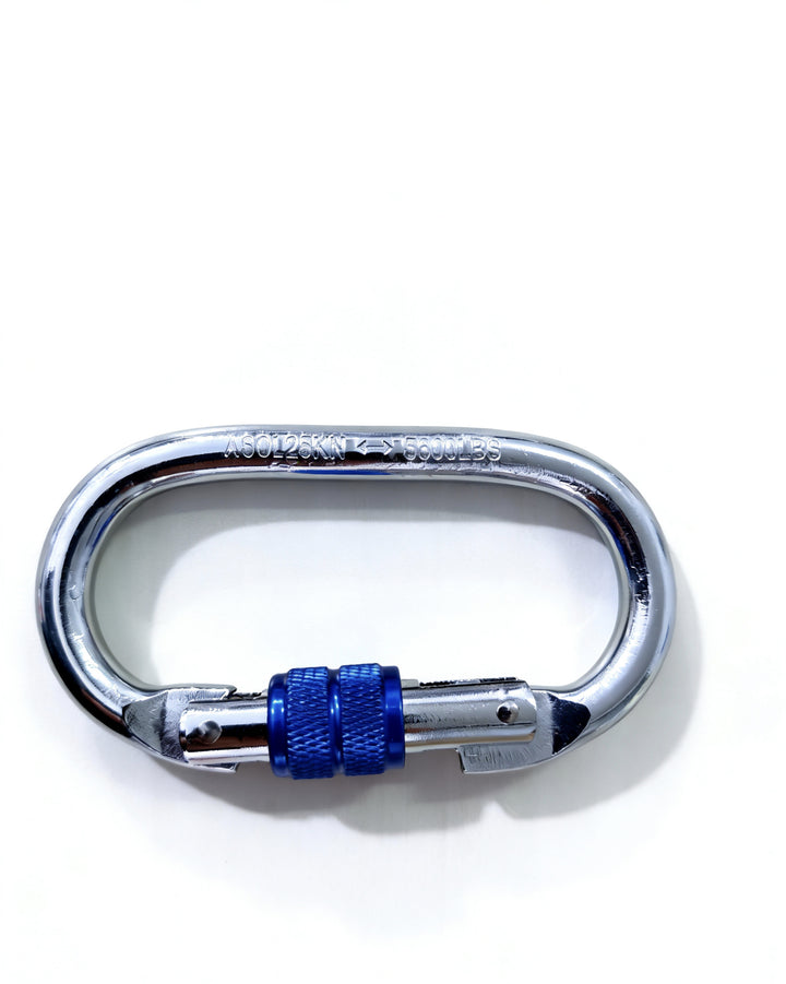Steel carabiner for climbing, 25 KN