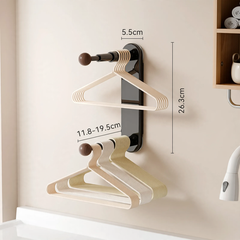 Extendable clothes rail, wall-mounted, without drilling