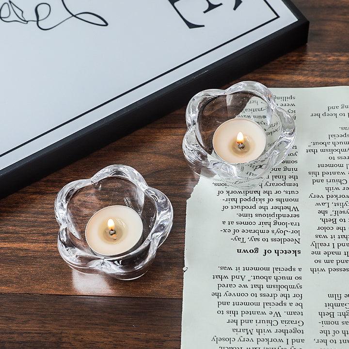 Glass candle holder five-leaf design, European style